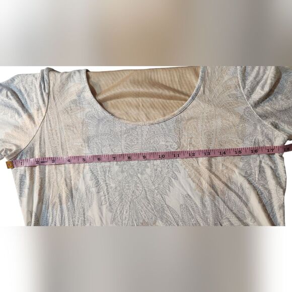 Tommy Bahama Shirt Dress Short Jersey Knit Pinapple Paisley White Cream Gray M - Picture 10 of 13